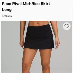 Lululemon Pace mini-skirt size 2 black